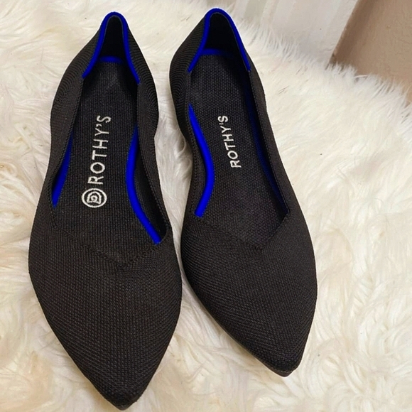 Rothy's The Point Slip On Black Ballet Flats Size 9.5W - Picture 1 of 10